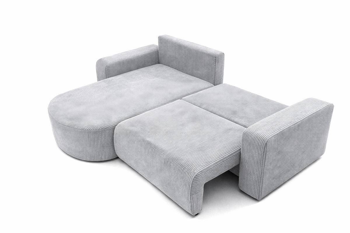 ECKSOFA Mit Schlaffunktion, Cordstoff Poso, Hellgrau, Links, ROUND ONE - Hellgrau, Holz (244/175cm) - Kaiser Möbel