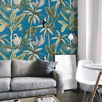 TAPETE Dschungel aus echtem Papier, 200x280cm, 8 Bögen - Blau, Papier (200/280cm) - WALLPAPERS4BEGINNERS