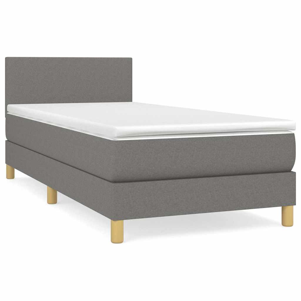 BOXSPRINGBETT Mit Matratze Dunkelgrau 80/200 Cm Stoff - Weiß, Textil (80/200cm) - vidaXL
