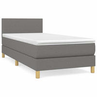 BOXSPRINGBETT Mit Matratze Dunkelgrau 80/200 Cm Stoff - Weiß, Textil (80/200cm) - vidaXL