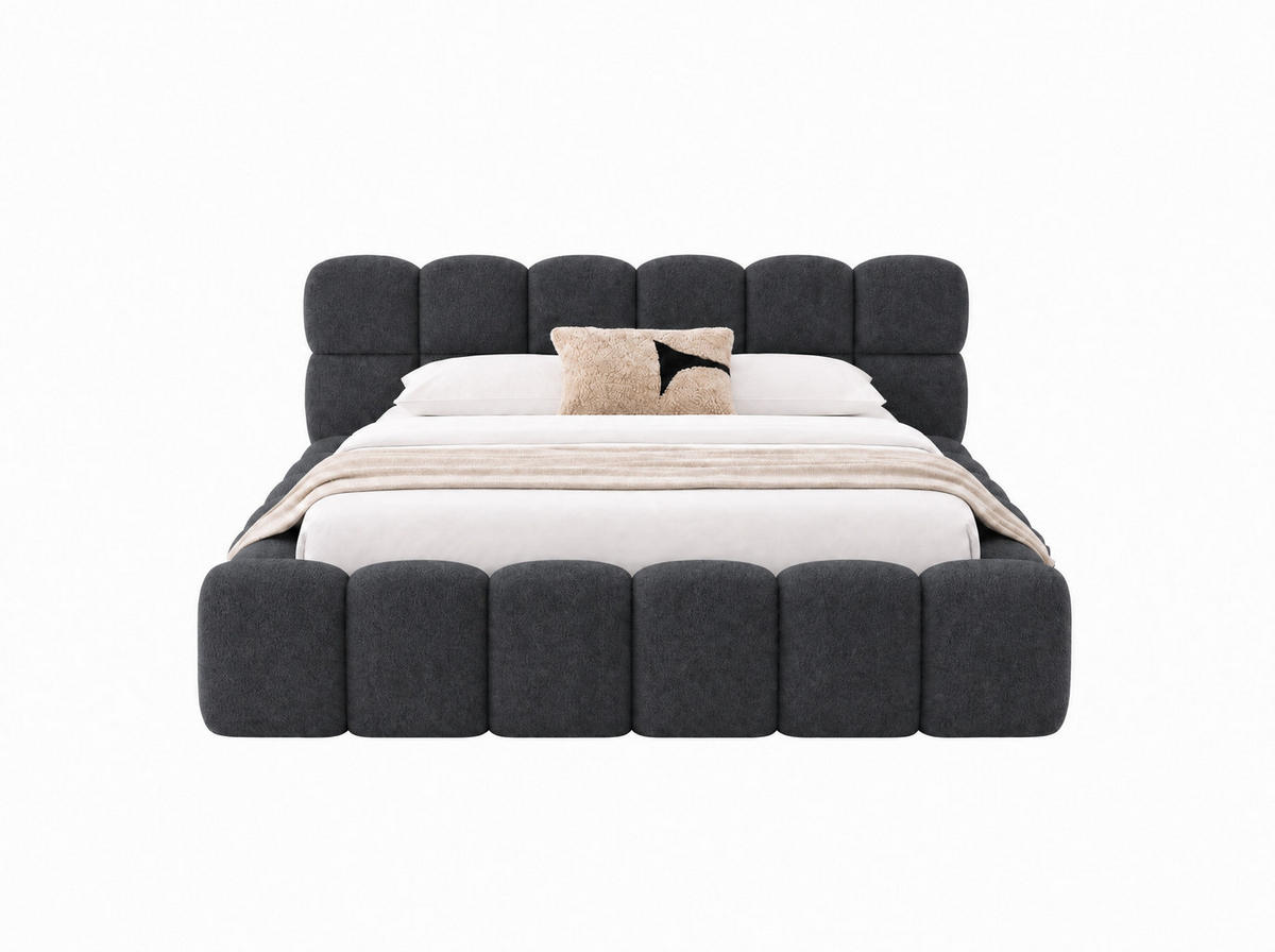 POLSTERBETT Mira Anthrazit 160/200 cm Boucle mit Bettkasten - Anthrazit, Textil/Metall (160/200cm) - wonello