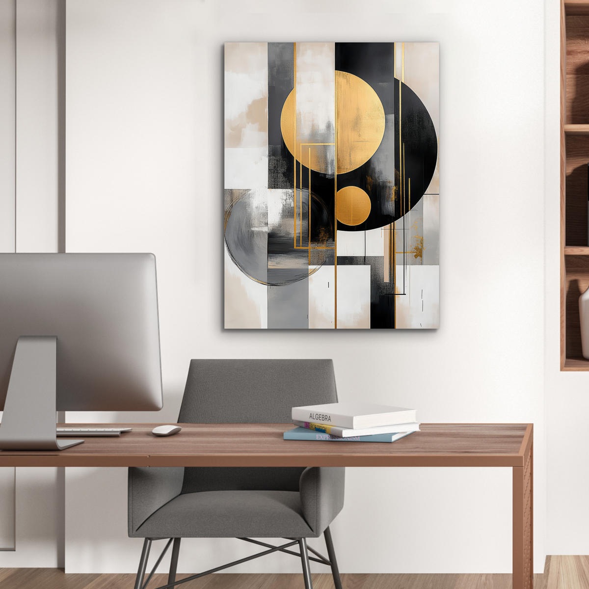 KOVOVÝ OBRAZ Abstraktné - Zlato - Striebro - Tvary - Estetické - Moderné 60x80 cm - zlatá, kov (60/80cm) - MuchoWow