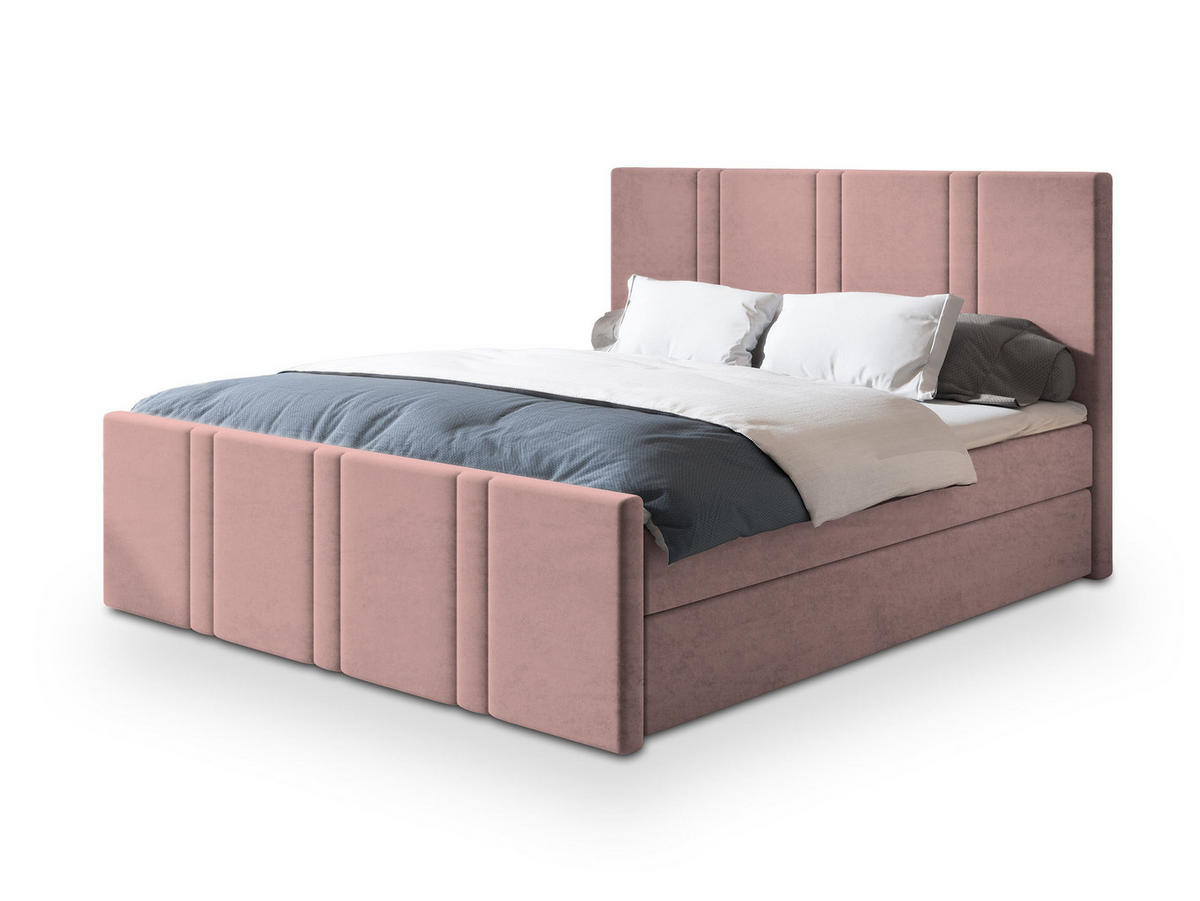 POSTEL BOXSPRING COMOZA 160x200 cm, s matrací a úložným prostorem, starorůžová - starorůžová, kompozitní dřevo/textil (160/200cm) - MASSENO