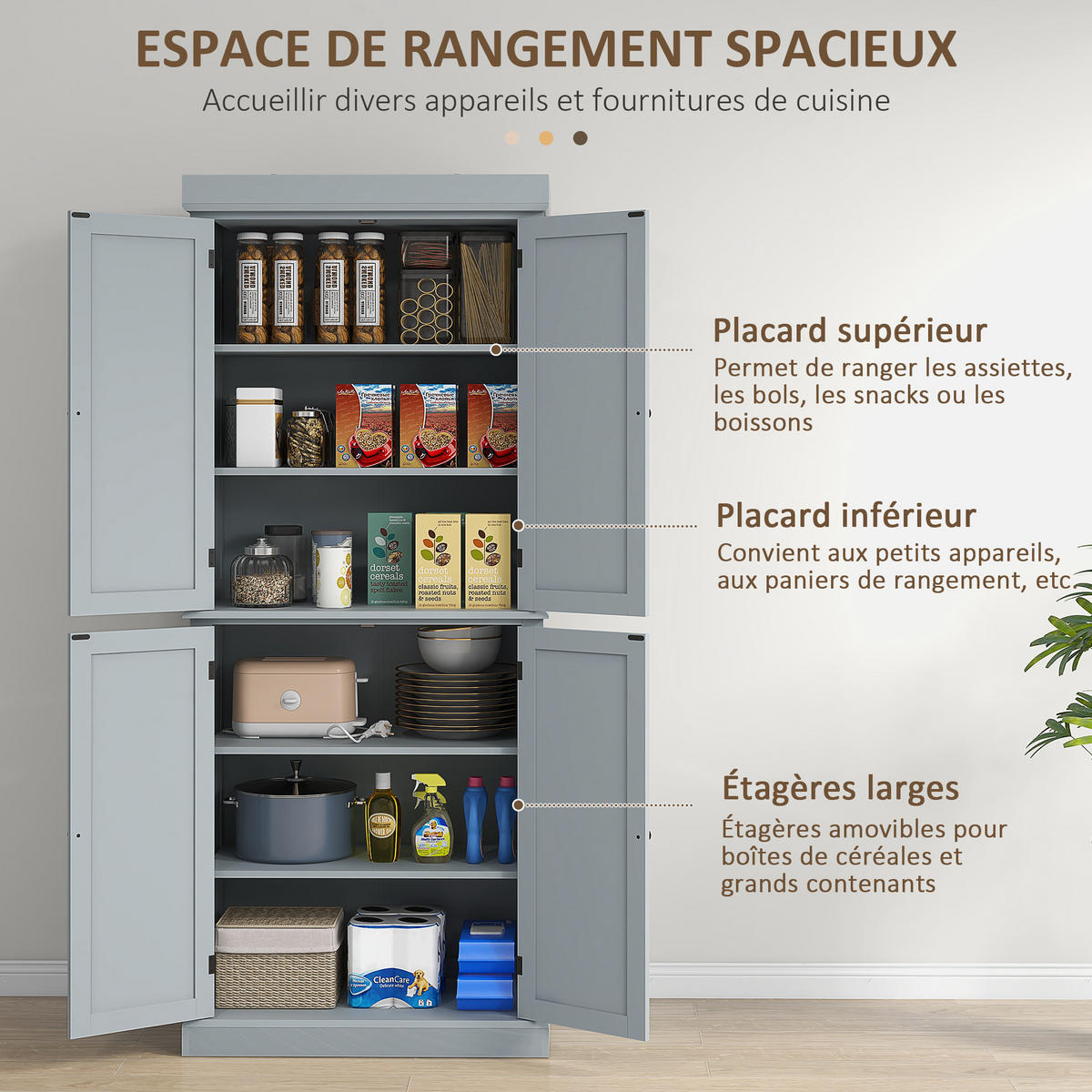 HIGHBOARD DE-11173 6 Ebenen, verstellbare Böden Grau - Grau, Holzwerkstoff (40.5/184/76cm) - ComfortXL