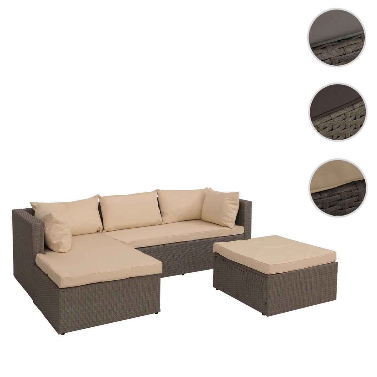 GARTEN-SET Grau Polster Dunkelgrau - Grau, Textil - PROREGAL