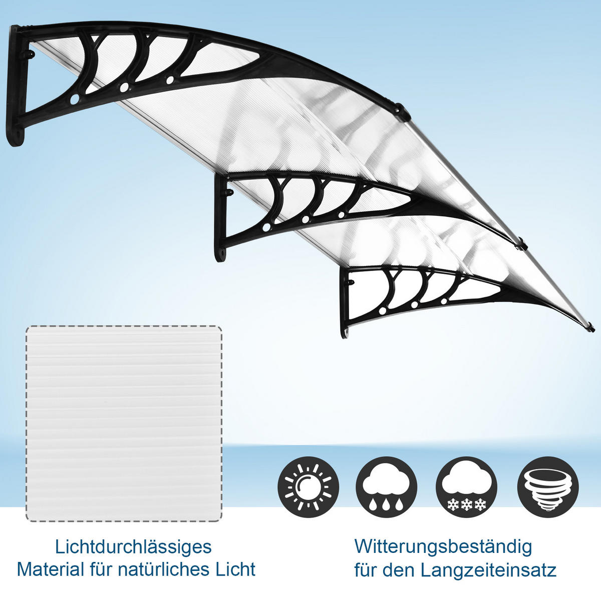 PULTVORDACH, Vordach, Alu, Transparent - Multicolor, Kunststoff (195/23/75cm) - Outsunny