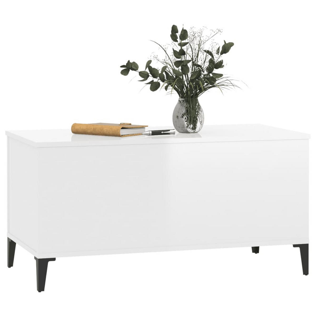 COUCHTISCH Hochglanz-Weiß 90x44,5x45 cm Holzwerkstoff - Weiß, Holzwerkstoff (90/44.5/45cm) - furnicato