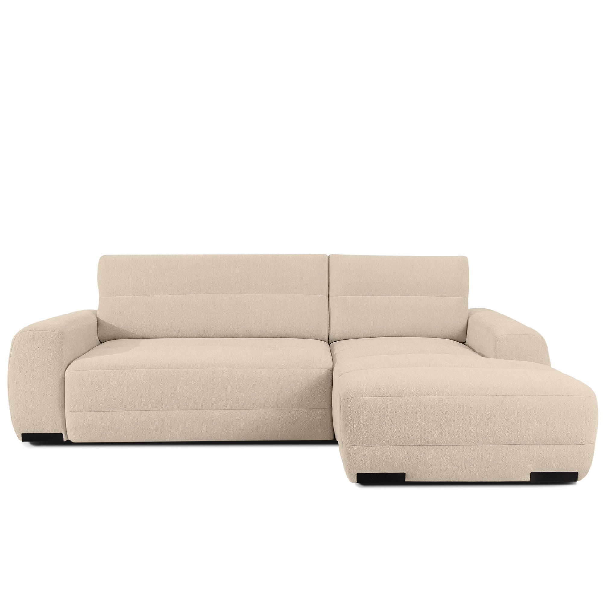 ECKSOFA RECHTS BLUME, Cremefarbe - Creme, Holz/Holzwerkstoff (271/164cm) - KONSIMO®