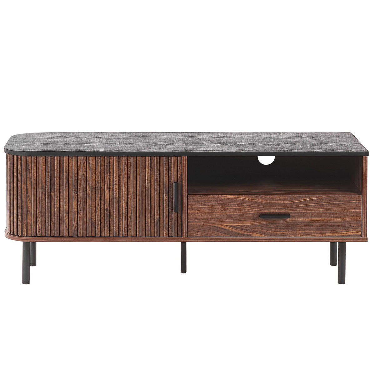 TV-MÖBEL Dunkelbraun, Schwarz Jose 40/120/46 cm - Dunkelbraun, Holzwerkstoff (120/46/40cm) - Beliani