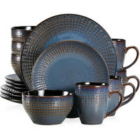 KOMBISERVICE 16-teiliges Set Steinzeug Dunkelblau Grau - Blau, Keramik (26.7/3/26.7cm)