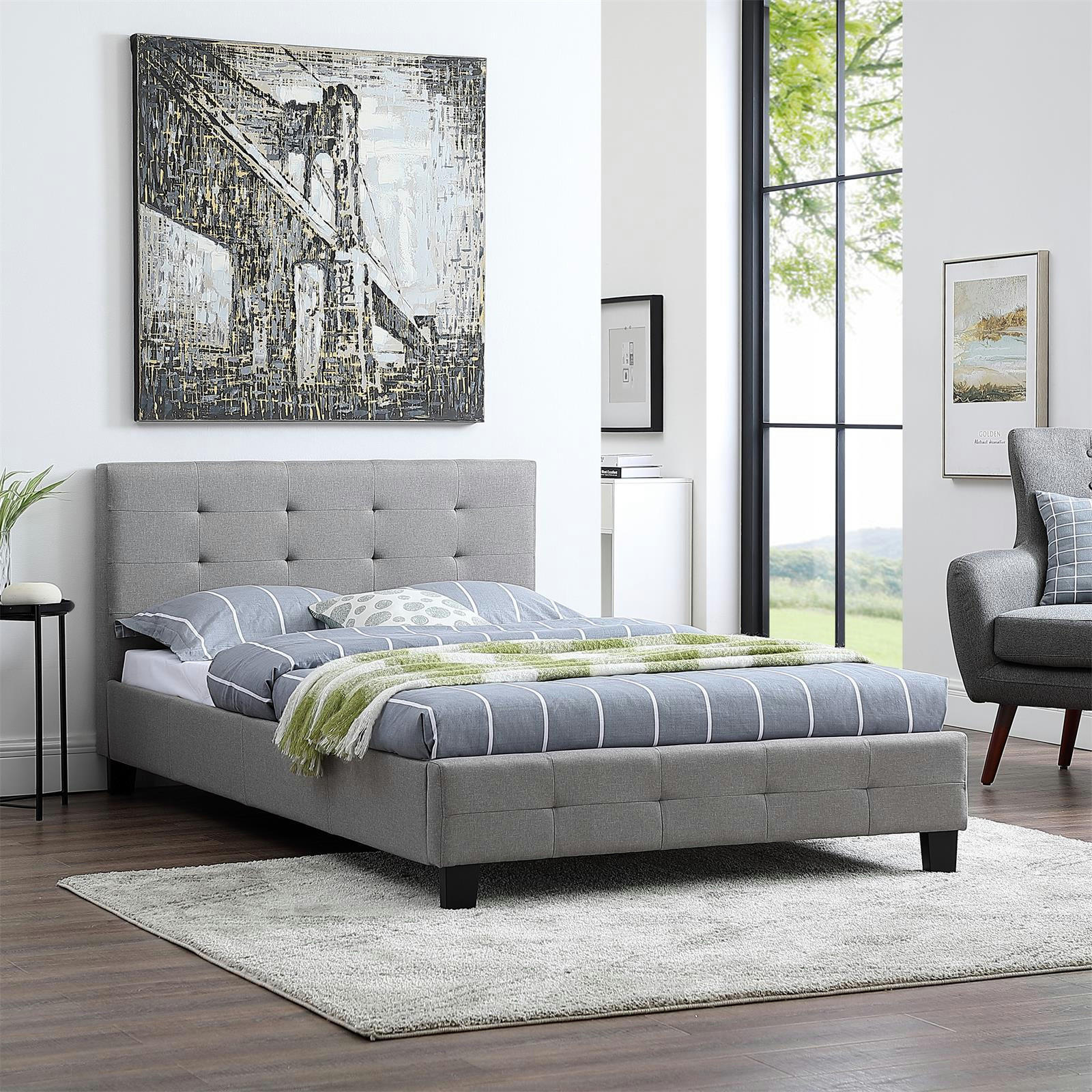 POLSTERBETT NEBRASKA 120X200 CM - Grau, Textil (120/200cm) - CARO-Möbel