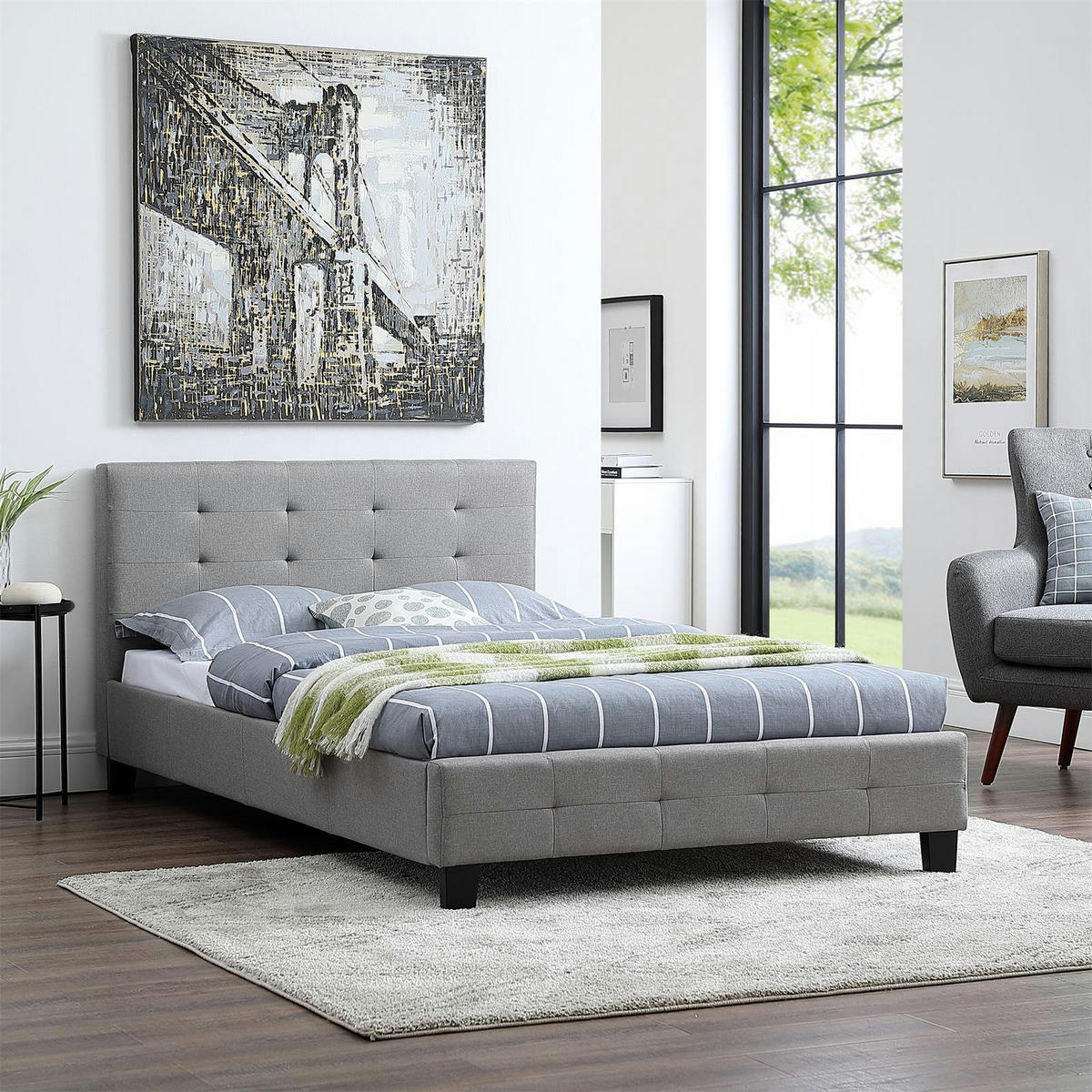 POLSTERBETT NEBRASKA 120X200 CM - Grau, Textil (120/200cm) - CARO-Möbel