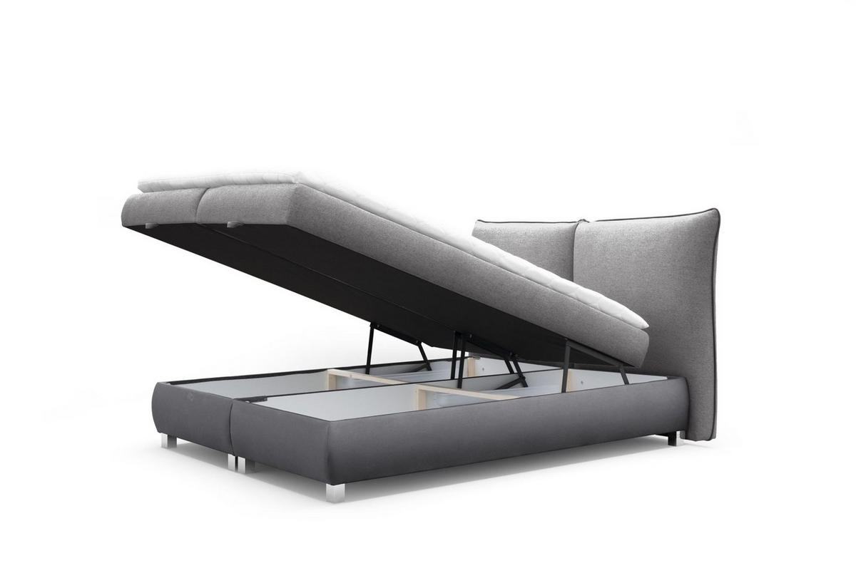 BOXBETT Valentin In Neve - Grau, Holzwerkstoff/Textil (120/200cm) - Fun Möbel