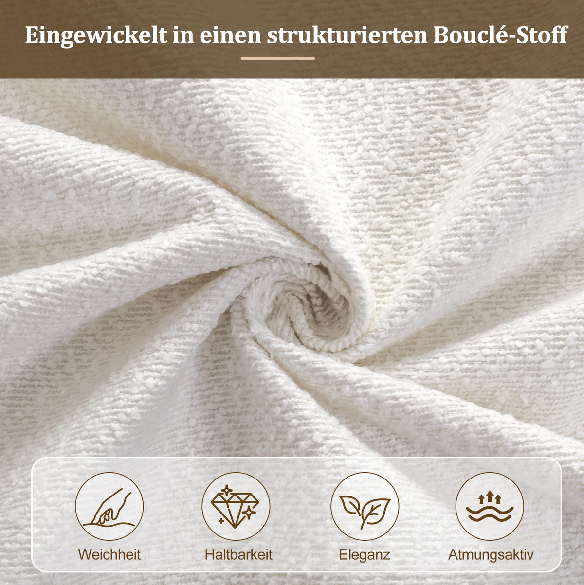 POLSTERBETT 160/200 cm in Weiß aus Bouclé mit Stauraum - Weiß, Textil (160/200cm) - Flora Grace