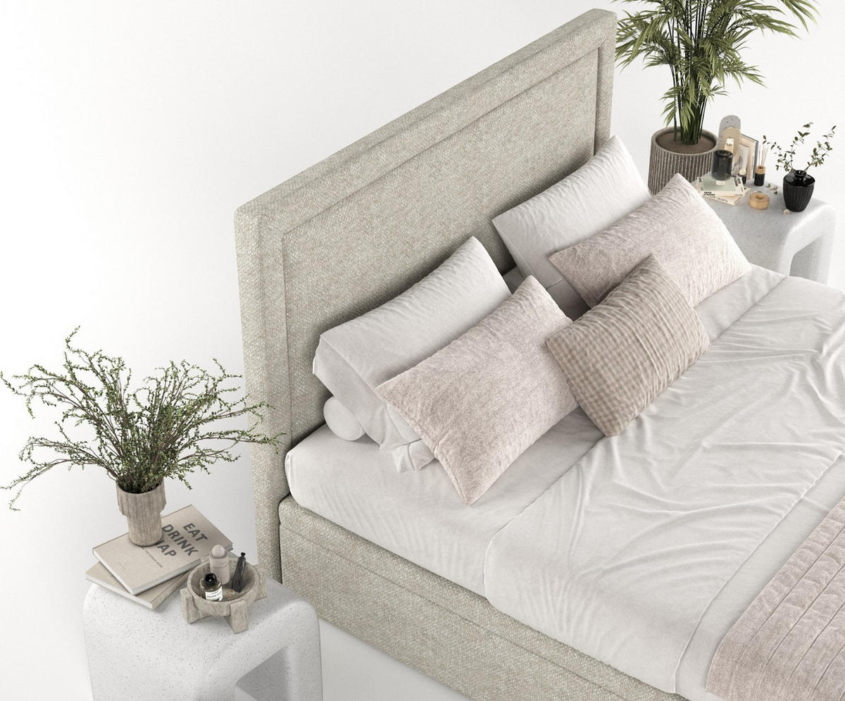 POLSTERBETT Salma mit Stauraum 140/200 cm Beige im Alta Stoff - Beige/Schwarz, Holz/Holzwerkstoff (140/200cm) - AltaBeds