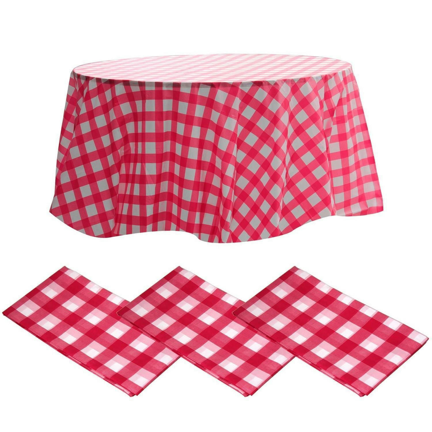 EINWEG-TISCHDECKEN Set 3 Stück Rot Kariert 213 cm - Rot, Kunststoff (213/213/1.5cm)