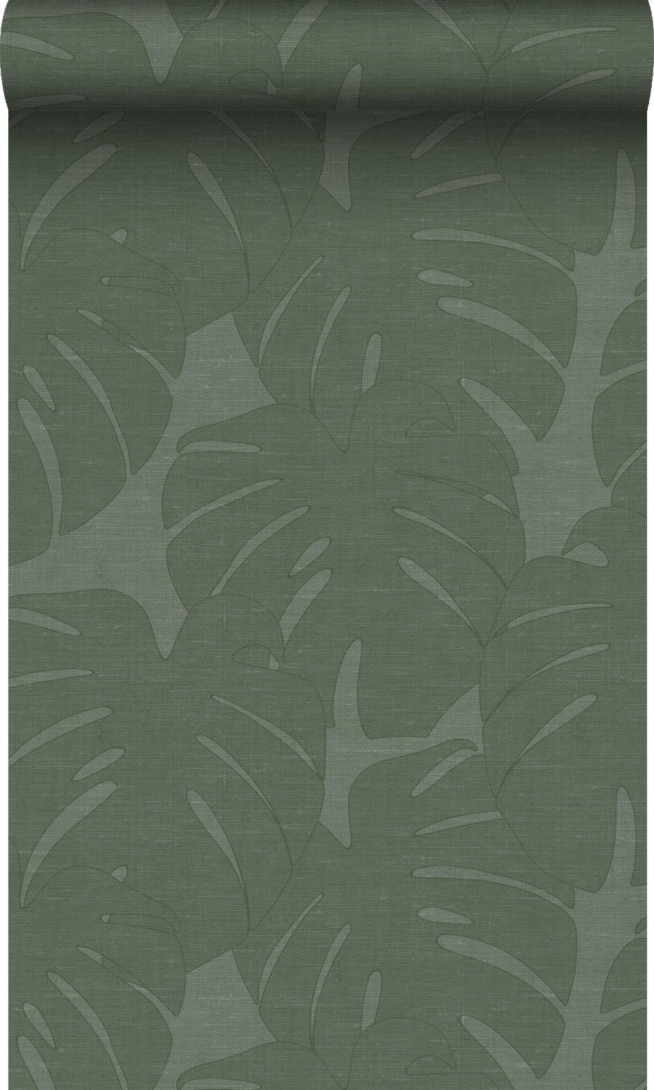 TAPETE Blätter in Leinen-Optik 53 cm x 10.05 m - Grün, Papier (53/1000cm) - Origin Wallcoverings