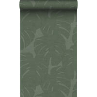 TAPETE Blätter in Leinen-Optik 53 cm x 10.05 m - Grün, Papier (53/1000cm) - Origin Wallcoverings
