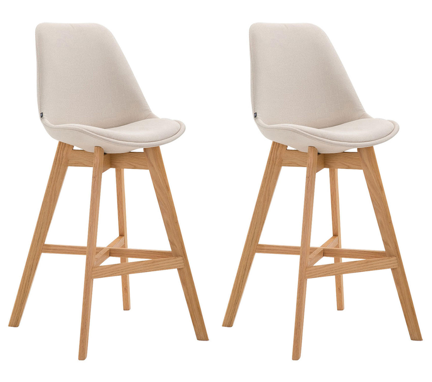 BARHOCKER Canada, 2er Set, Gestell natura, Stoff Creme - Creme/Naturfarben, Holz/Textil (48/100/56cm) - TPFLiving