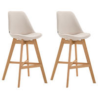BARHOCKER Canada, 2er Set, Gestell natura, Stoff Creme - Creme/Naturfarben, Holz/Textil (48/100/56cm) - TPFLiving