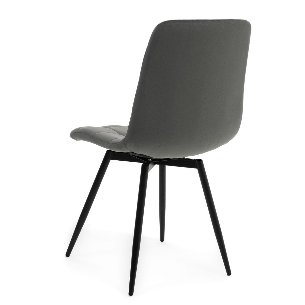 STUHL ARCO drehbar gepolstert mit Steppung - grau - Samt Velours - Schwarz/Grau, Textil/Metall (46/90/51cm) - NEW HOME