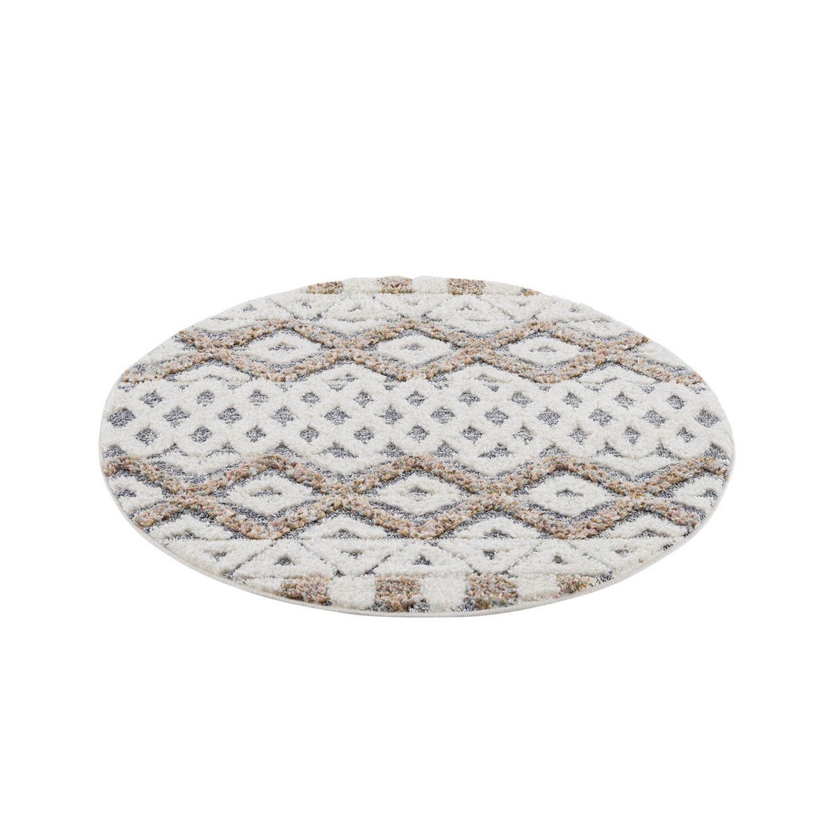 HOCHFLOR-TEPPICH Focus 3050 Grau 120 cm Rund - Multicolor/Creme, Textil (120/120cm) - carpet city