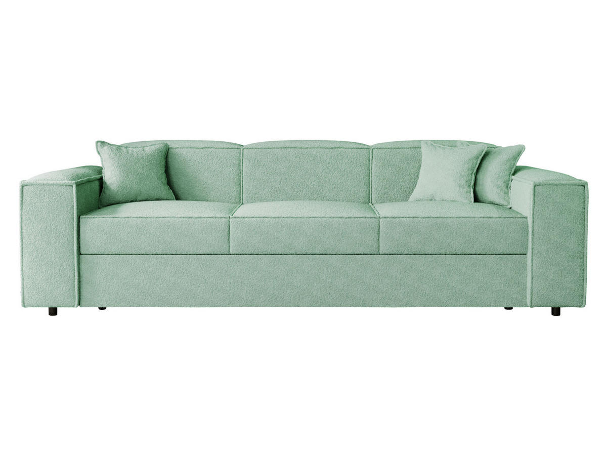 SCHLAFSOFA Santos Boucle - Schwarz/Mintgrün, Holzwerkstoff/Kunststoff (252/79/88cm) - MIRJAN24