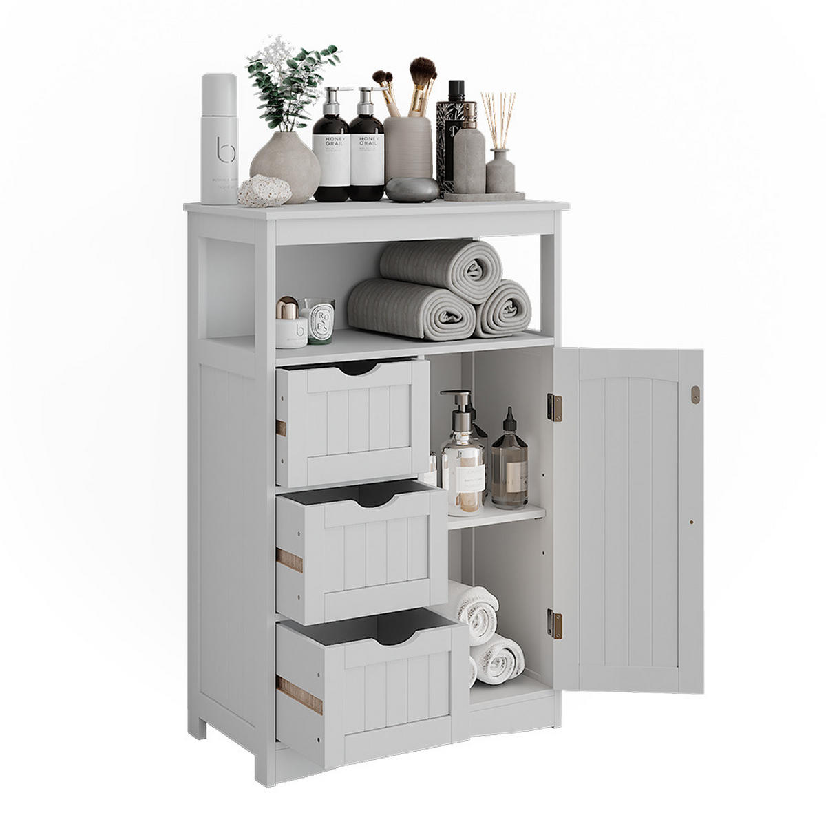 MIDISCHRANK Bianco Weiß 56 x 86.5 cm mit Schubladen - Weiß, Holzwerkstoff (56/86.5/29.2cm) - Vicco