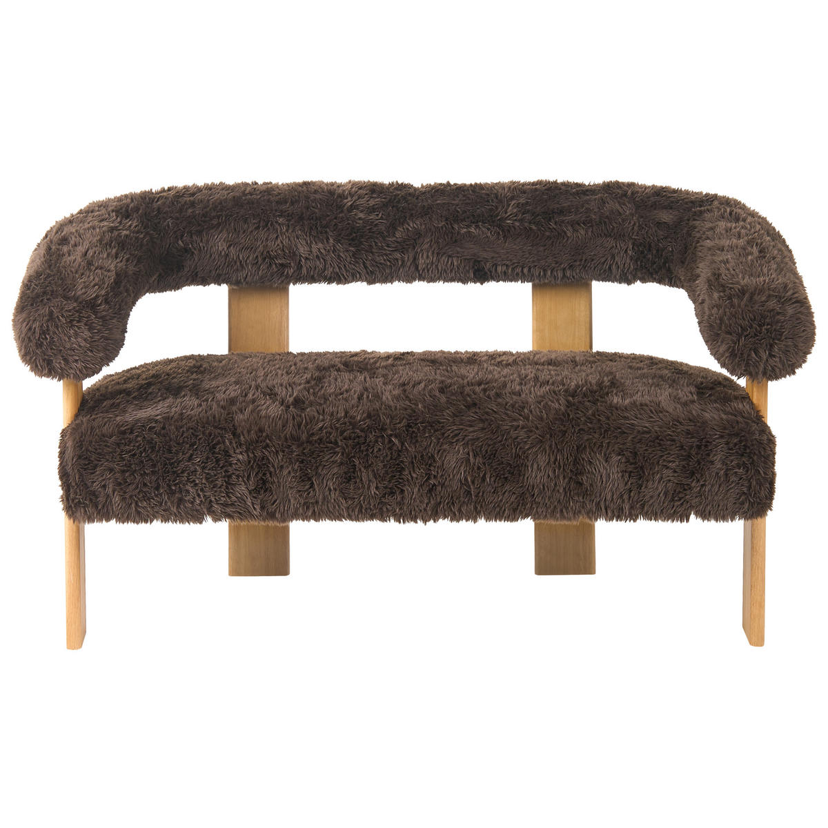 POHOVKA 2-místná Umělá kožešina Tmavě hnědá/Světle hnědá Ilbro - tmavě hnědá, textil (138/76/68cm) - Beliani