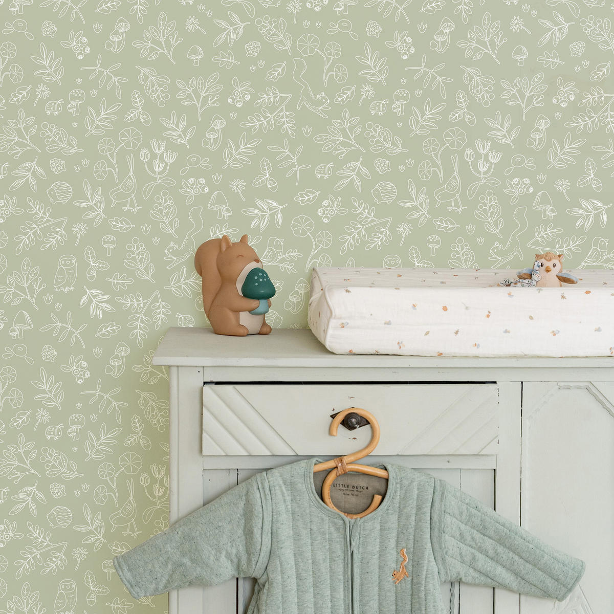 TAPETE Forest Wonders - Weiß/Grün, Papier/Kunststoff (53/1000cm) - Little Dutch