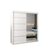 SCHWEBETÜRENSCHRANK 200/180/62 2-türig - Silberfarben/Weiß, Holz/Kunststoff (180/200/62cm) - MÖBEL KRYSPOL