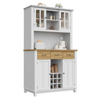 BUFFET 106/40/179,5 cm aus MDF mit LED-Beleuchtung Weiß/Natur - Weiß, Holzwerkstoff (106/179.5/40cm) - Modenvie