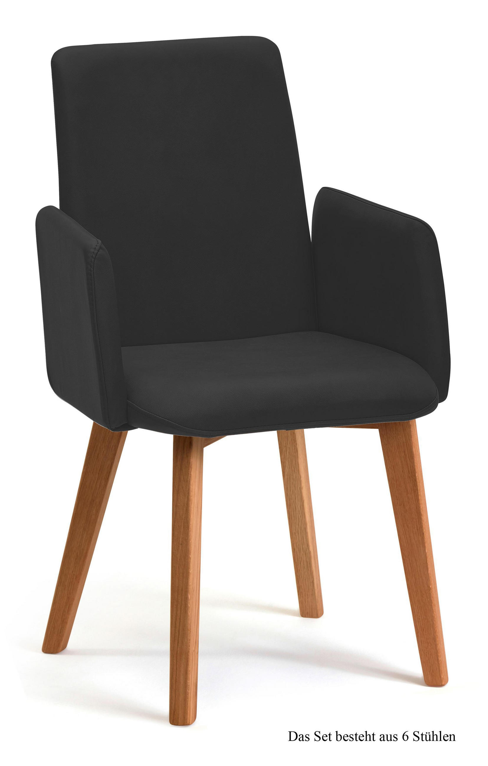 ARMLEHNSTUHL (6er-Set) Darcie 52x92x60 Eiche geölt/Anthrazit - Eichefarben/Anthrazit, Kunststoff (60/92/52cm) - 58aufmkessel
