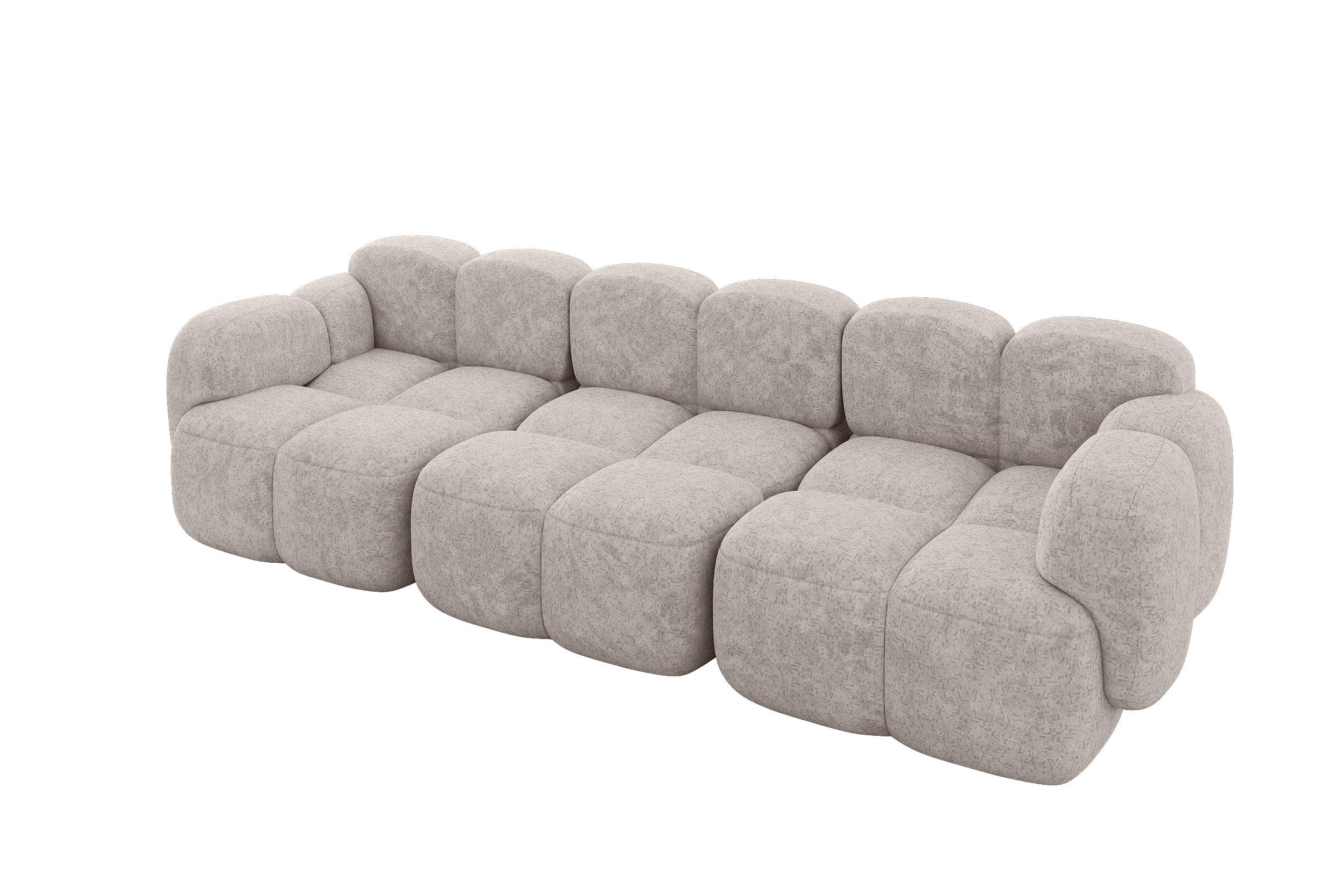 3-SITZER modulares Sofa Miko-S2 300x118x75 cm Hellgrau Velours - Hellgrau/Schwarz, Holzwerkstoff/Kunststoff (300/75/118cm) - ALTDECOR