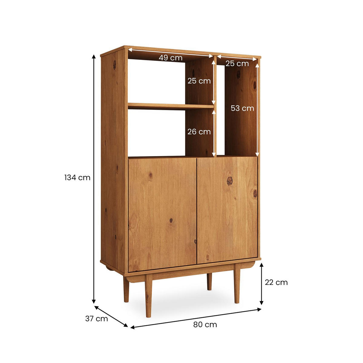 HIGHBOARD SIMONA - Eichefarben, Holz (80/133/37cm) - IDIMEX