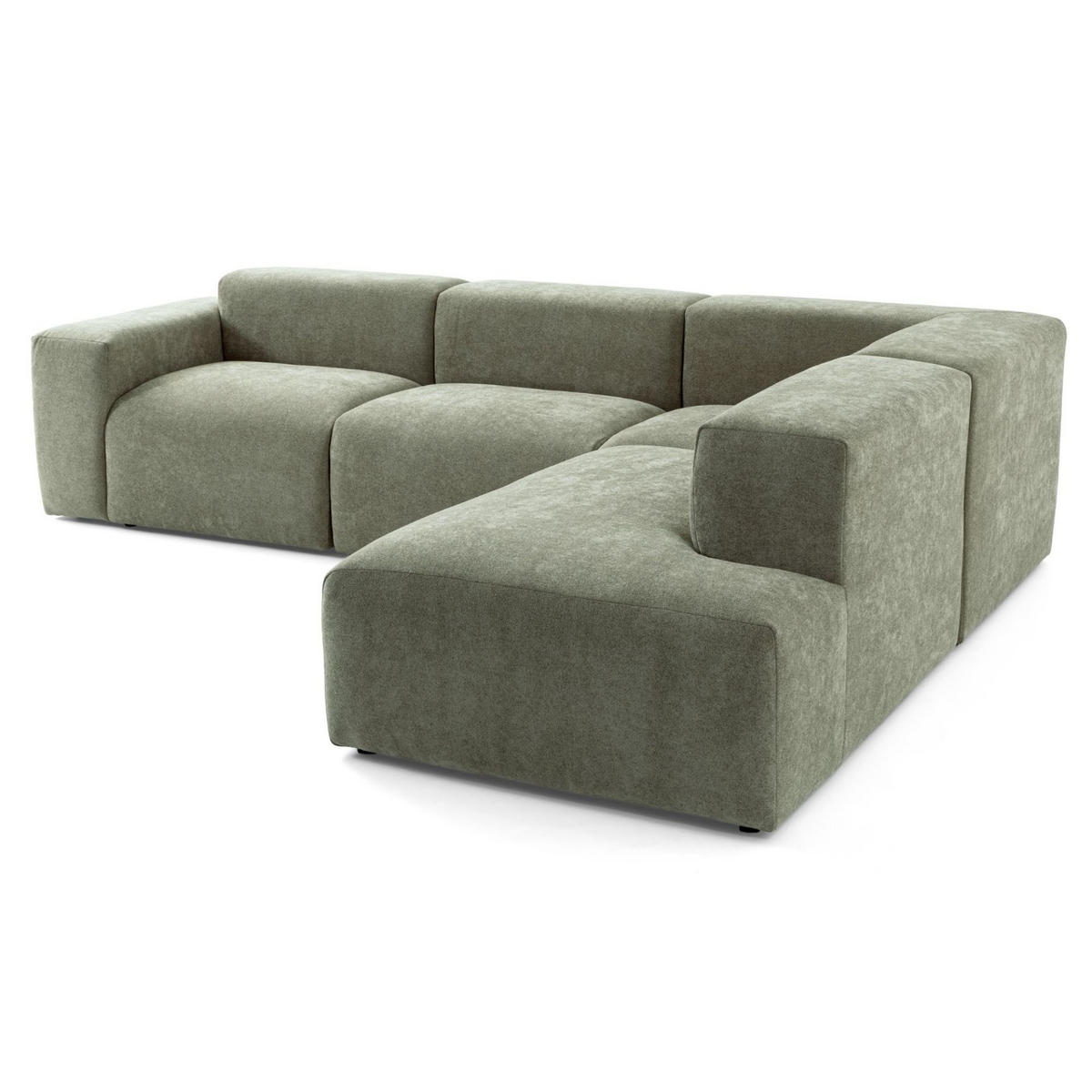 4-SITZER modulares Ecksofa HEAVEN SET 2 Rechts, Breite 300 cm Webstoff Grün - Schwarz/Grün, Holz/Kunststoff (245/300cm) - Muffo