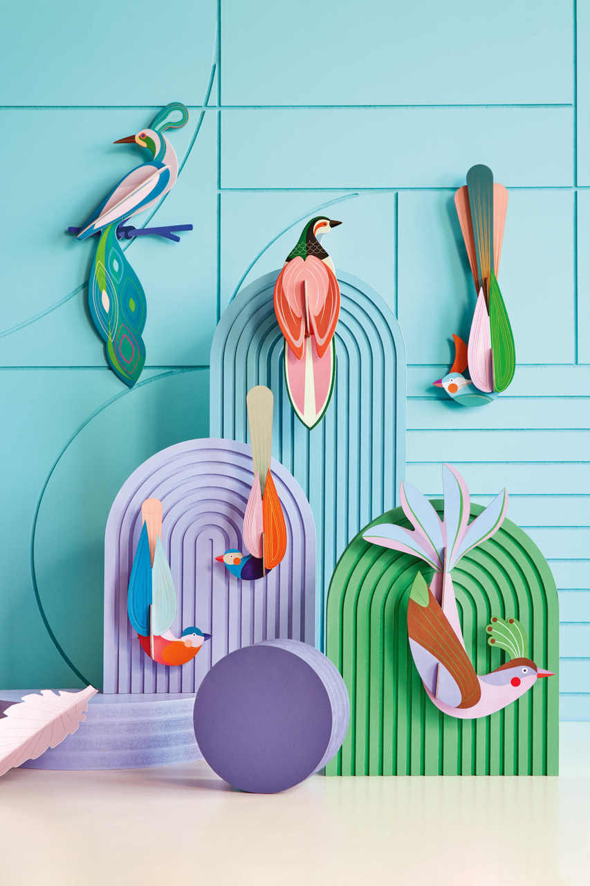 WANDDEKO Abstrakte Vogelform 18/5 cm - Grün, Wellpappe (18/5/40cm) - KUNSTLOFT