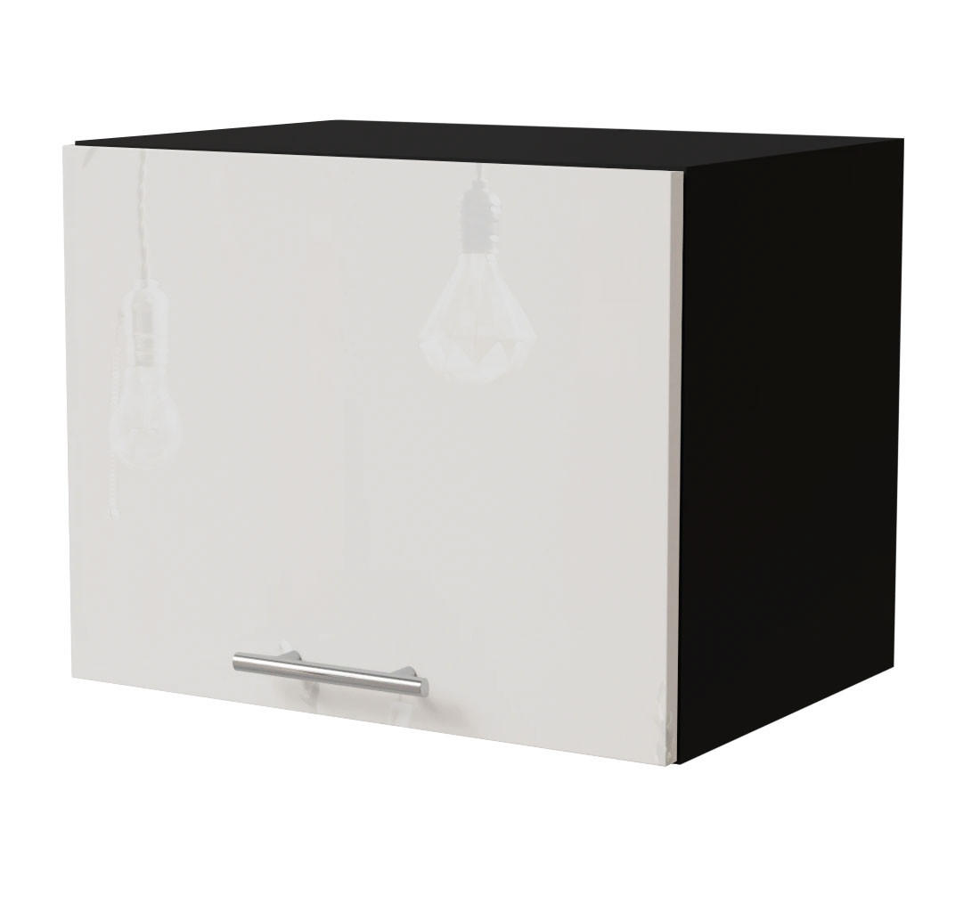 Feldmann-Wohnen Klapphängeschrank Weiß Hochglanz, Schwarz 45x36x32.5 cm