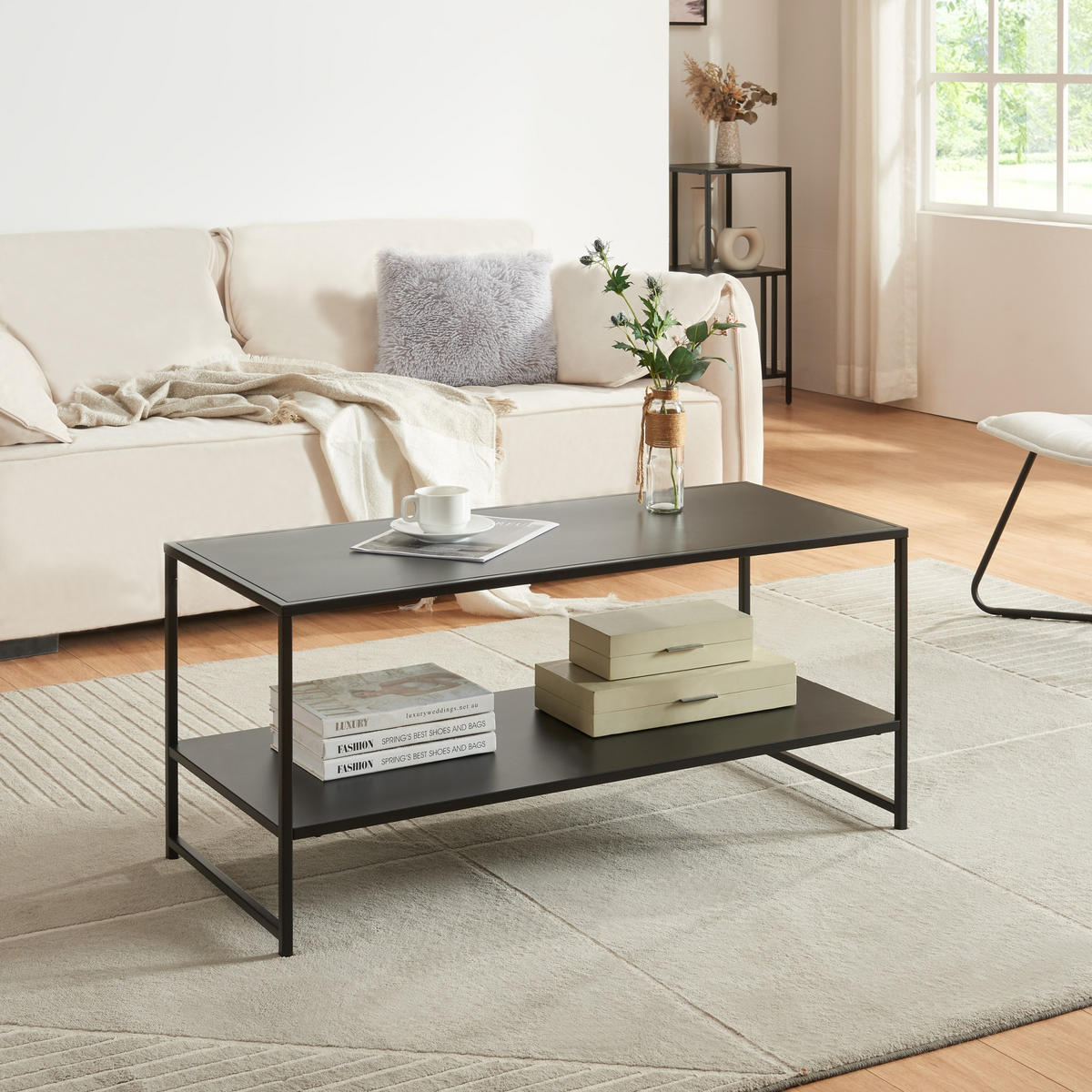 COUCHTISCH Ruokolahti 102/43/46 - Anthrazit, Metall (102/43/46cm) - [en.casa]