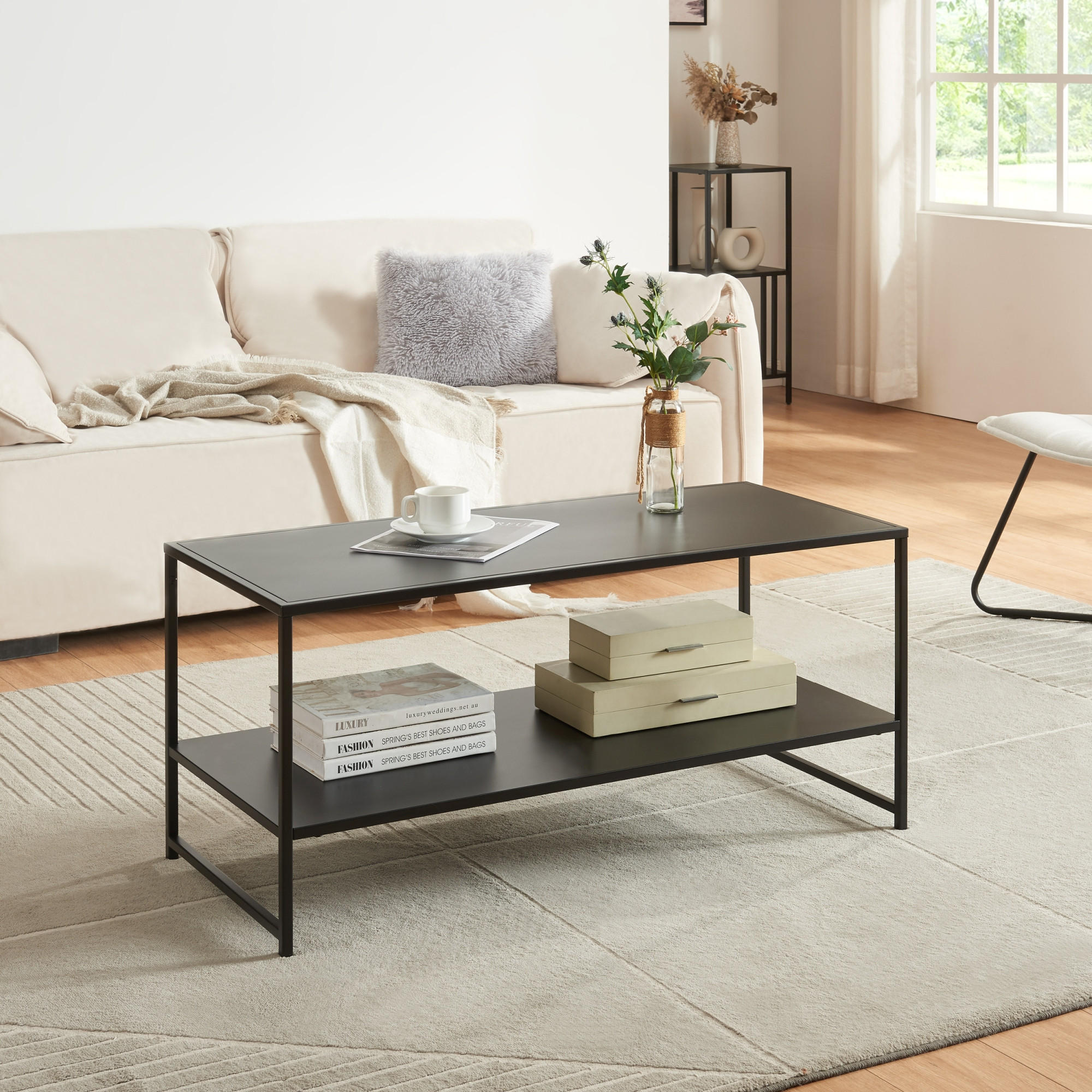 Thumbnail - [en.casa] Couchtisch, Anthrazit, Metall, Rechteckig, 43x46x102 cm, Wohnzimmer, Wohnzimmertische, Couchtische