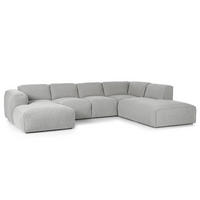 WOHNLANDSCHAFT mit Longchair - Hellgrau/Schwarz, Kunststoff/Textil (325/71/235cm) - home24