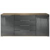 SIDEBOARD Linio Grau Hochglanz - Grau, Holzwerkstoff (166.5/75.5/35cm) - Vladon