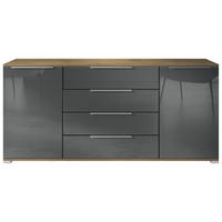 SIDEBOARD Linio Grau Hochglanz - Grau, Holzwerkstoff (166.5/75.5/35cm) - Vladon