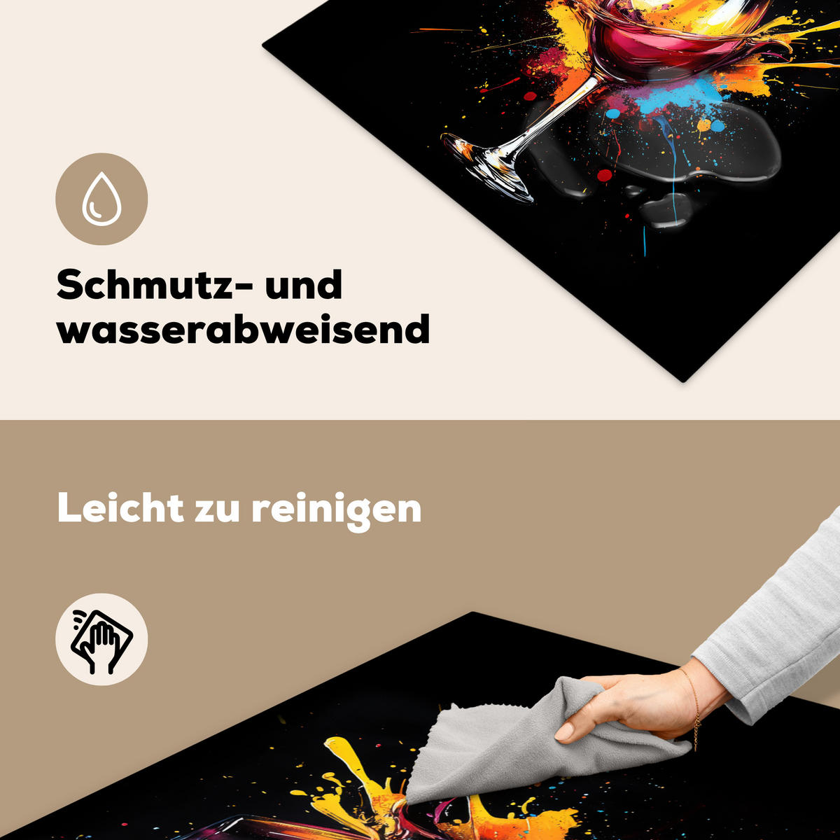 HERDABDECKPLATTE Wein - Glas - Graffiti - Getränk - Rot - Farbe 77x59 cm - Weinrot, Kunststoff (77/0.2/59cm) - MuchoWow