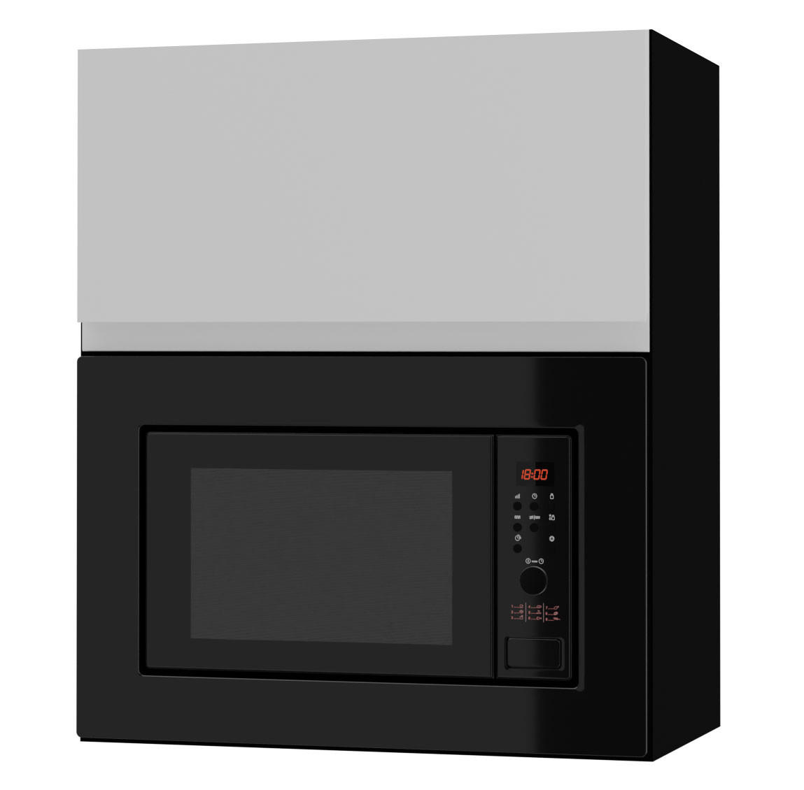 Feldmann-Wohnen Mikrowellenumbauschrank Weiß, Schwarz 60x72x32.5 cm
