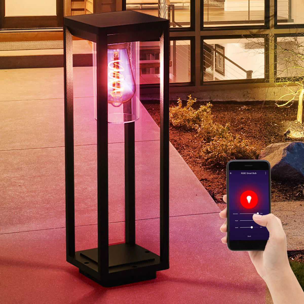 LED AUSSENLEUCHTE CANDELA Schwarz Aluminium - Schwarz, Metall (15/15/50cm)