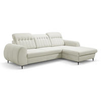 ECKSOFA PURO R-S Beige Plüsch-Stoff mit Schlaffunktion - Beige, Holz (275/166cm) - MASSENO