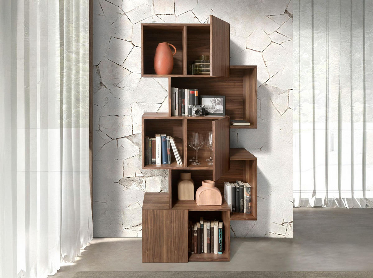 REGAL Walnussholzregal mit Türen 85/40/181 cm - Walnussfarben, Holz (85/181/40cm) - ANGEL CERDA