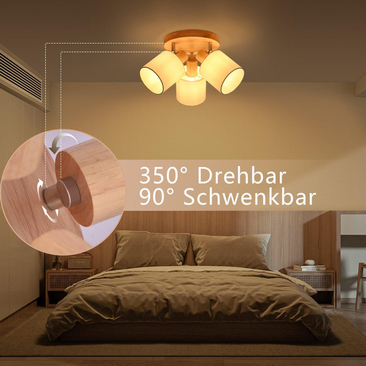 STRAHLER Kaiserslautern 3-flammig 20/20/21 cm - Braun, Textil (20/20/21cm) - Nettlife