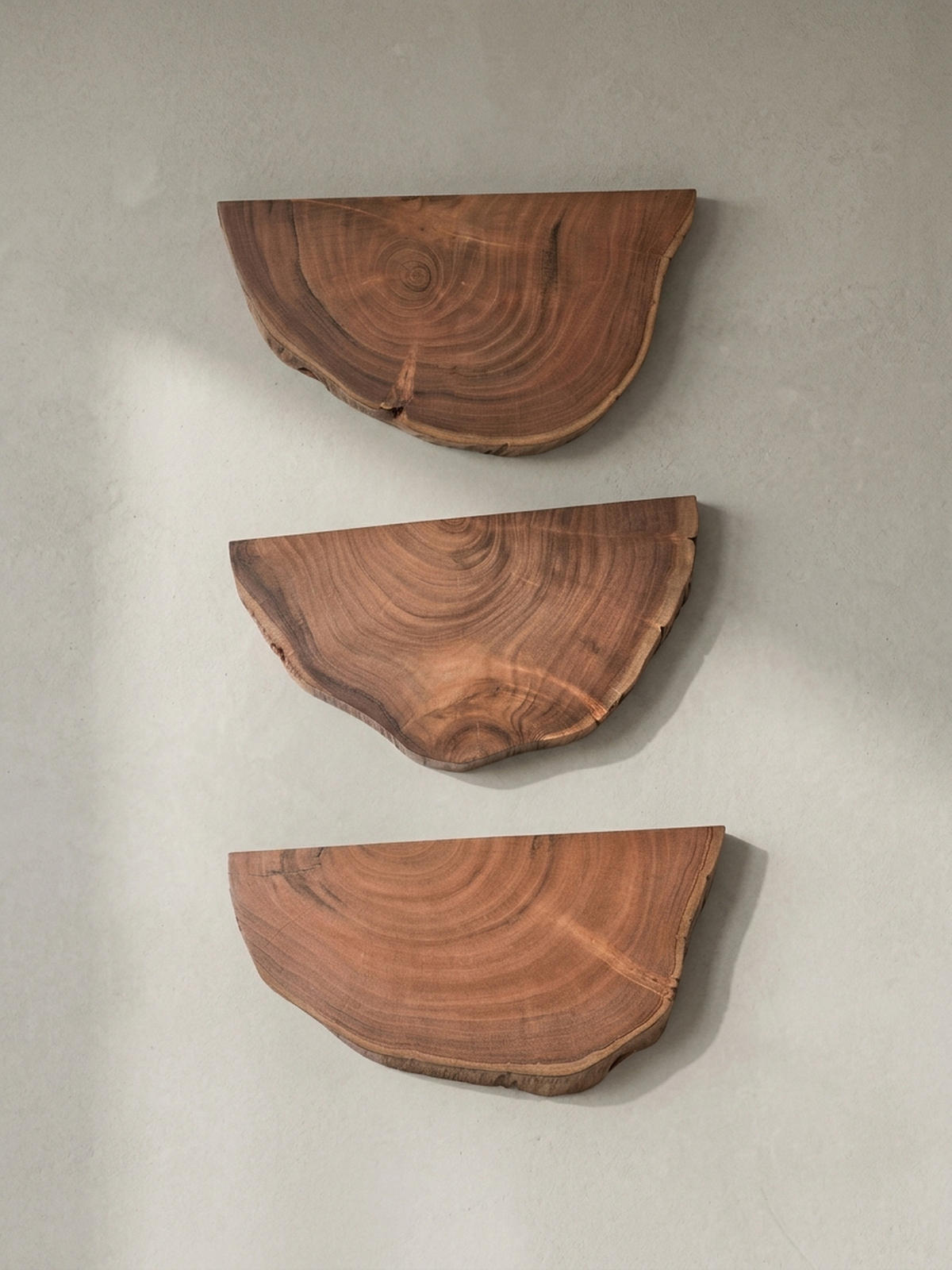 WANDREGAL Akazie Massivholz Modern Stil 3er Set Baumscheibe mit Baumkante - Akaziefarben, Holz (47/4/25cm) - KADIMA DESIGN